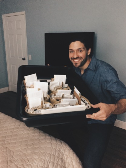 This Handsome guy was ready to pass out our bridal party gifts!